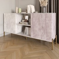 Комод відкритий на золотих металевих ніжках LION Грей Бетон/Камінь