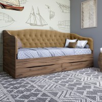 Ліжко дитяче односпальне LION Л-9 з м'якою спинкою та висувними ящиками 190x90 см Дуб Ліворно/Лілі-02 