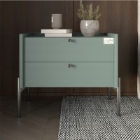 Тумба ліжкова LION Wood з двома ящиками Граніт сірий чорні ніжки