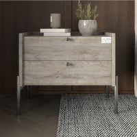 Тумба прикроватная LION Wood с двумя ящиками Шварцвальд (черные ножки) (LION-041363)
