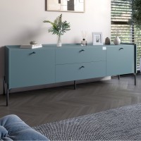 Тумба під телевізор із ящиками LION Wood із чорними ніжками 180х50х40 см Граніт сірий