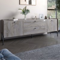 Тумба под телевизор с ящиками LION Wood с черными ножками 180х50х40 см Шварцвальд (LION-043135)