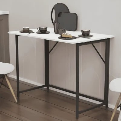 Стіл розкладний Моріс Ferrum-decor 750x1000x600 Чорний метал ДСП Біле 16 мм (FRD-104669)