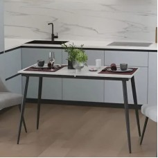 Стіл кухонний розкладний Данді на конусних ногах Ferrum-decor 75x120 160)x70 Чорний метал ДСП Бетон 16 мм (FRD-106777)