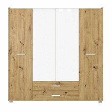 Шафа з дзеркалом у спальню Гербор Рутенія SZF4D2S Дуб артизан/Німфея альба білий 
