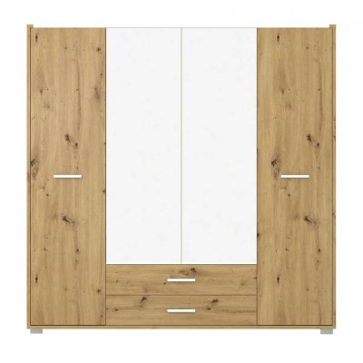 Шафа з дзеркалом у спальню Гербор Рутенія SZF4D2S Дуб артизан/Німфея альба білий 