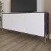 Тумба под телевизор с золотыми металлическими ножками LION Амарант 168x40x76,5 см Бетон темный/Белый (LION-043076) - фото 1