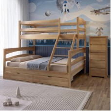 Двухъярусная детская кровать Mebigrand Чикаго Орех светлый 160-90х190 см с ящиками (MBG-2239)