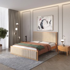 Полуторная деревянная кровать Mebigrand Вена Ольха/Аляска 23 (Бежевый) 120х190 см (MBG-10771)