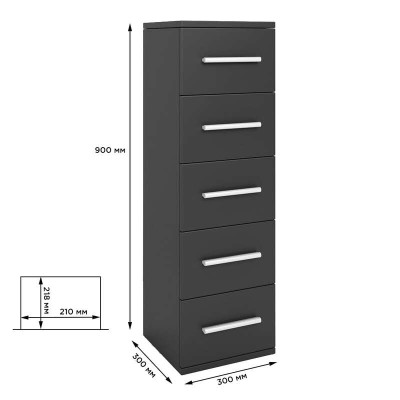 Комод 5 ящиков М-ЗОН Джеко 300 Антрацит 