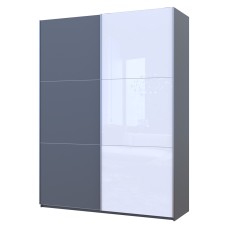 Шафа-купе дводверна Doros G-Caiser 180х60х240 см Графіт/1 Біле Скло