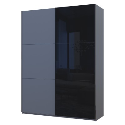 Шафа-купе дводверна Doros G-Caiser 180х60х240 см Графіт/1 Чорне скло