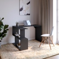 Cтол компьютерный поворотный с полками М-ЗОН Джеко 1200 Антрацит 