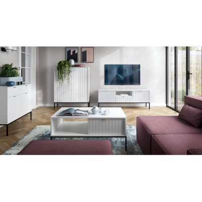 Комод высокий Perfect Home Новая/Nova 2-дверный с черными ножками K104 Белый (PFH-091232)