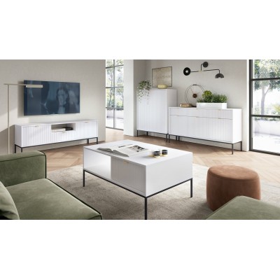 Комод высокий Perfect Home Новая/Nova 2-дверный с черными ножками K104 Белый (PFH-091232)