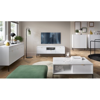 Комод высокий Perfect Home Новая/Nova 2-дверный с черными ножками K104 Белый (PFH-091232)