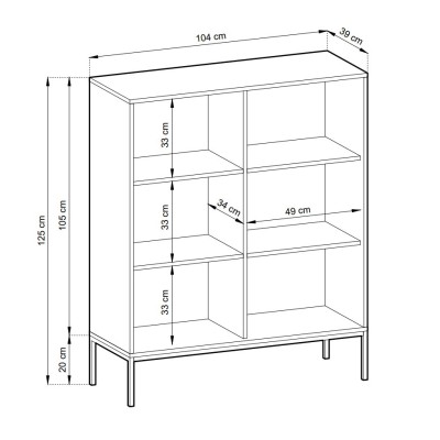 Комод высокий Perfect Home Новая/Nova 2-дверный с черными ножками K104 Белый (PFH-091232)