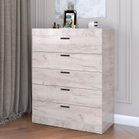 Високий комод Еверест на 5 ящиків Соната-2 80х38х101 дуб крафт білий (EVR-2695)