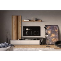 Модульная стенка для гостиной Гербор Клер Нимфея альба (белый)/Дуб ансберг темный (GRB-1906)