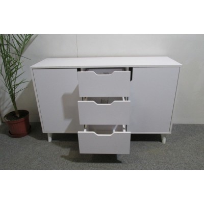 Комод в гостиную с черными ножками М-ЗОН Борн 1200 Нимфея Альба  