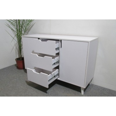 Комод в гостиную с черными ножками М-ЗОН Борн 1200 Нимфея Альба  