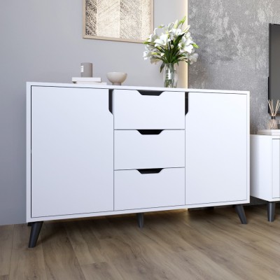 Комод в гостиную с черными ножками М-ЗОН Борн 1200 Нимфея Альба  