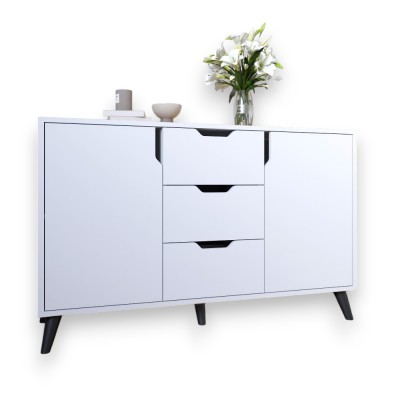 Комод в гостиную с черными ножками М-ЗОН Борн 1200 Нимфея Альба  