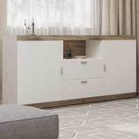 Комод у вітальню 180 2Д2Ш Сокме Санторіні 180x90,8x40 Білий/Дуб вікінг (SKM-081018)