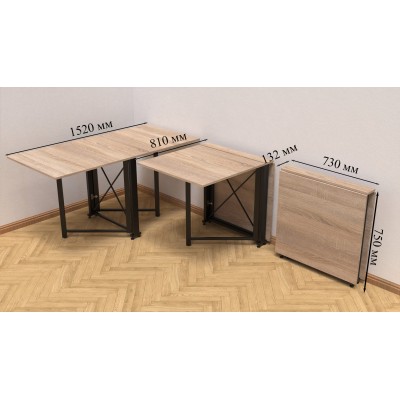 Стол-книга трансформер Орион 2 Ferrum-decor 750x1520x730 Черный металл ДСП Дуб Сонома 16 мм (FRD-104586) Стол-книга трансформер Орион 2 Ferrum-decor 750x1520x730 Черный металл ДСП Дуб Сонома 16 мм (FRD-104586)