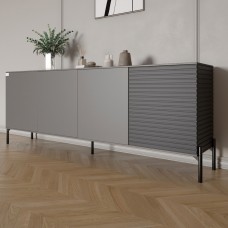 Комод в гостиную на черных металлических ножках LION Грей 204x38x76,5 см Антрацит/Асфальт (LION-042373)
