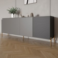 Комод на золотих металевих ніжках LION Грей 204x38x76,5 см Антрацит/Асфальт 
