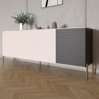 Комод на золотих металевих ніжках LION Грей 204x38x76,5 см Рожевий/Асфальт