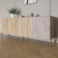 Комод на золотих металевих ніжках LION Грей 204x38x76,5 см Дуб сонома/Камінь 