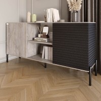 Комод открытый на черных металлических ножках LION Грей Шварцвальд/Асфальт (LION-042726)