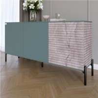 Комод закритий у вітальню на чорних металевих ніжках LION Грей 154x38x76,5 см Граніт сірий/Камінь 