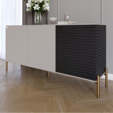 Комод закритий у вітальню на золотих металевих ніжках LION Грей 154x38x76,5 см Кашемір/Асфальт 