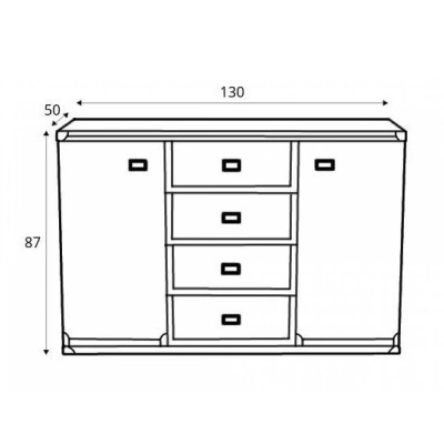 Комод в спальню ВМК  Індіана JKOM2D4S/130 Дуб шутер 