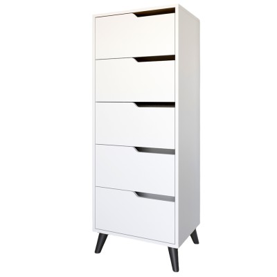 Комод високий з чорними ніжками 5 ящиків М-ЗОН Борн 500 Німфея Альба  