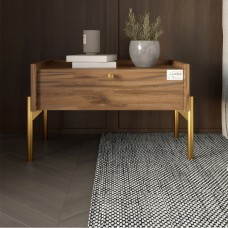 Тумба ліжкова LION Wood з одним ящиком Дуб Ліворно золоті ніжки 