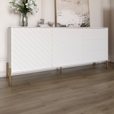 Комод із золотими металевими ніжками LION Амарант 168x40x76,5 см Бетон Style/Білий 