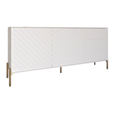 Комод з золотими металевими ніжками LION Амарант 168x40x76,5 см Бетон Style/Білий