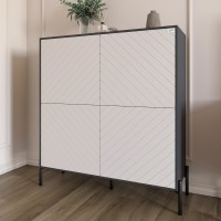 Комод-пенал із чорними металевими ніжками LION Амарант 114х40х126,5 см Антрацит/Білий