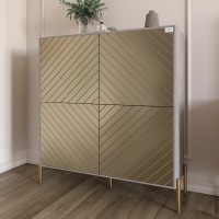 Комод-пенал с золотыми металлическими ножками LION Амарант 114х40х126,5 см Шварцвальд/Перламутровый металлик (RAL-7048) 1140х400х1265 мм (LION-042072)