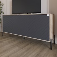 Тумба под телевизор с черными металлическими ножками LION Амарант 168x40x76,5 см Дуб сонома/Графітовий (LION-043007)