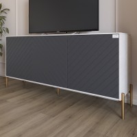 Тумба под телевизор с золотыми металлическими ножками LION Амарант 168x40x76,5 см Бетон Style/Графитовый (LION-043088)