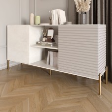 Комод відкритий на золотих металевих ніжках LION Грей Бетон Style/Кашемір 