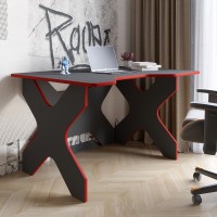 Компьютерный стол LION Донат 120х90х74,5 см Антрацит с красной кромкой (LION-041698)
