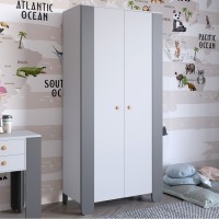Шафа розстібна дводверна в дитячу кімнату 900х450х1900 LION Інді Німфея Альба білий/Антрацит 