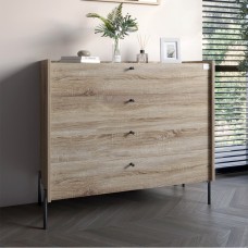 Комод із 4 ящиками LION Wood з чорними ніжками 100х90х45 см Дуб Сонома Трюфель 