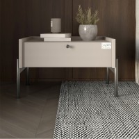 Тумба ліжкова LION Wood з одним ящиком Кашемір чорні ніжки 